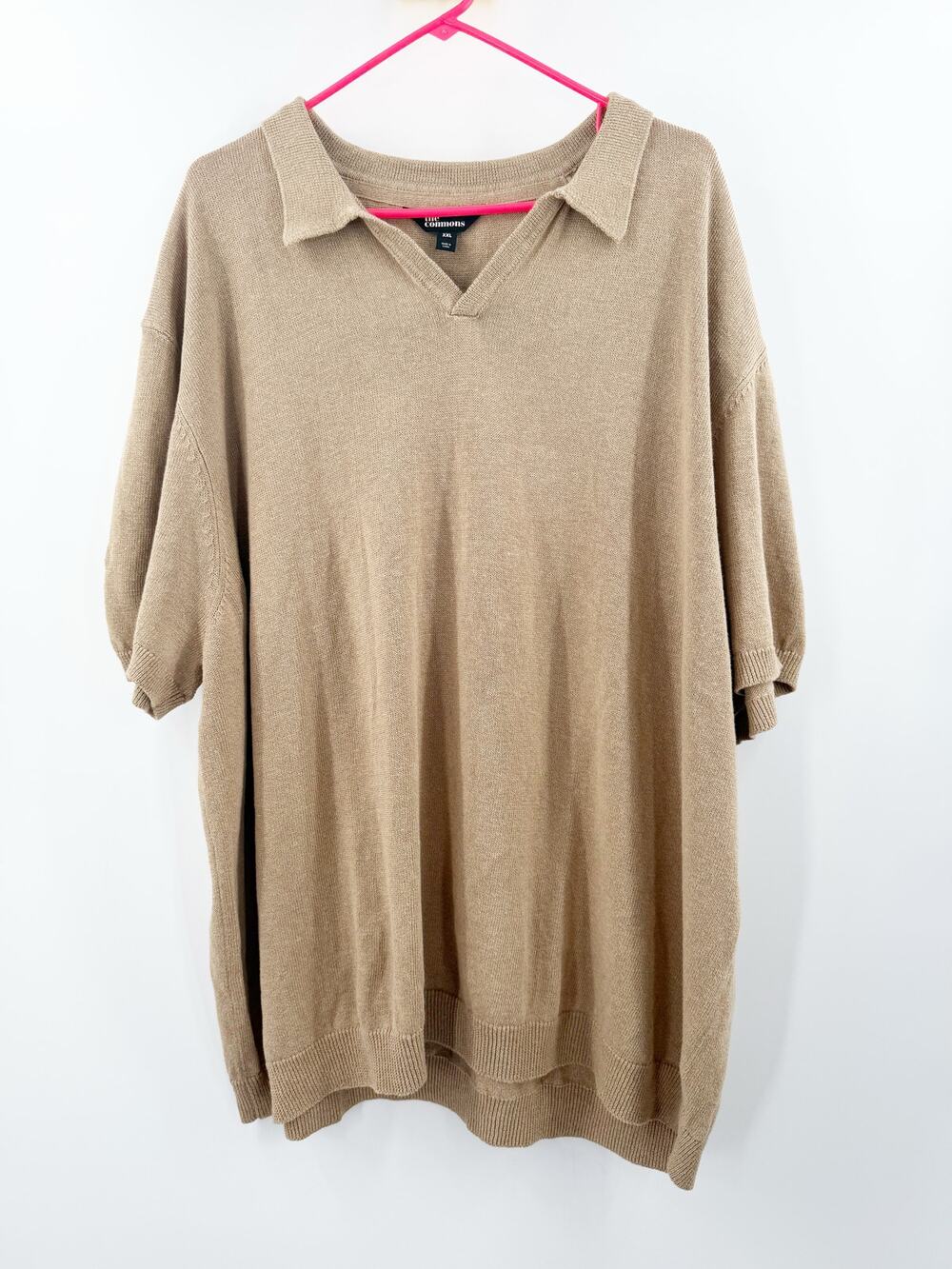 The Commons Polo Men's XXL NEW linen organic cotton blend knit v-neck shirt NWOT